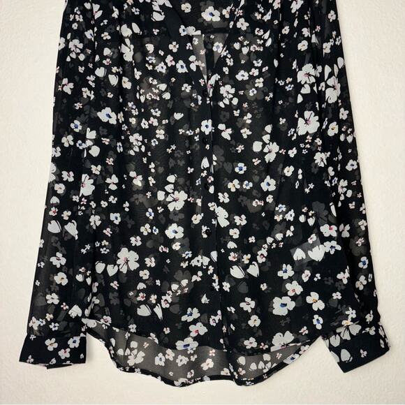 Cabi Delight Blouse Sheer Long sleeve Button Up Women's Small #6079 Black/White - Picture 7 of 16